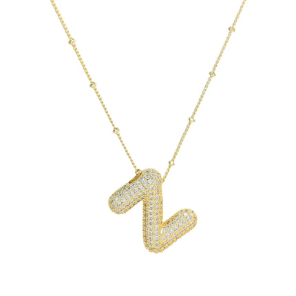 Brass Zircon Balloon Letter Pendant Necklace for Women
