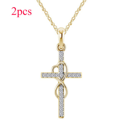 Alloy Pendant with Diamond & Cross Necklace