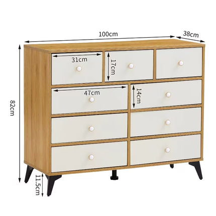 9-Drawer MDF Cabinet Dresser, Wood Colour