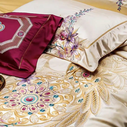 140s Silk Cotton Embroidery 4-Piece Bedding Set