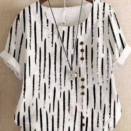Floral Button Short-sleeved T-shirt