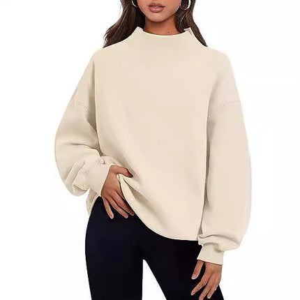 Casual Style Fleece Half Turtleneck Sweater