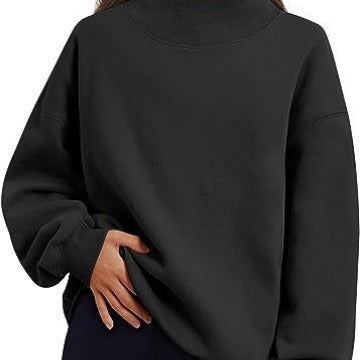 Casual Style Fleece Half Turtleneck Sweater