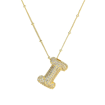 Brass Zircon Balloon Letter Pendant Necklace for Women