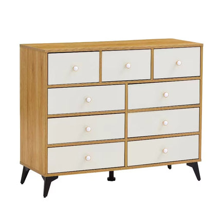 9-Drawer MDF Cabinet Dresser, Wood Colour